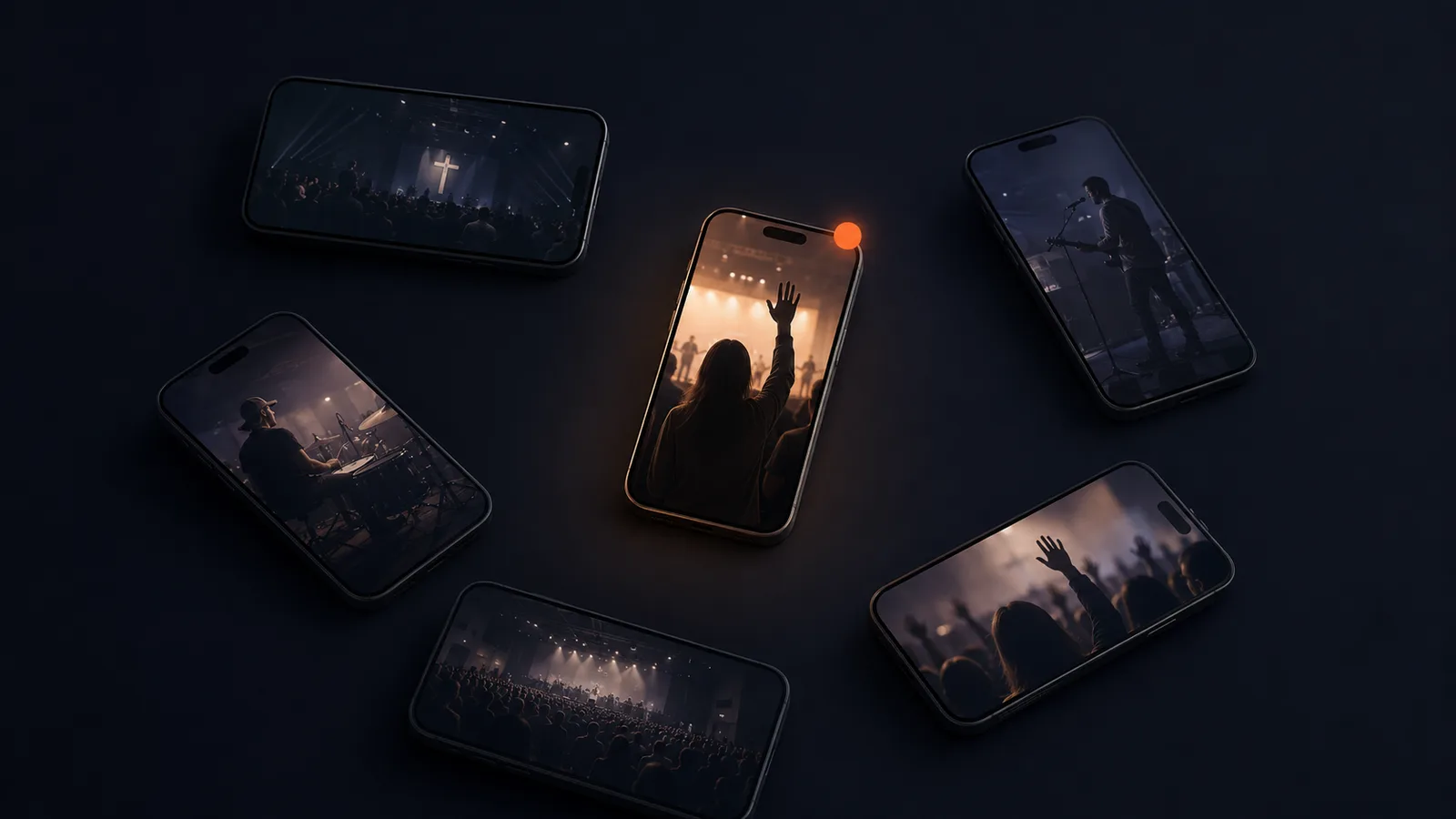 Phones scattered in the dark, each holding unseen photos from Sunday morning